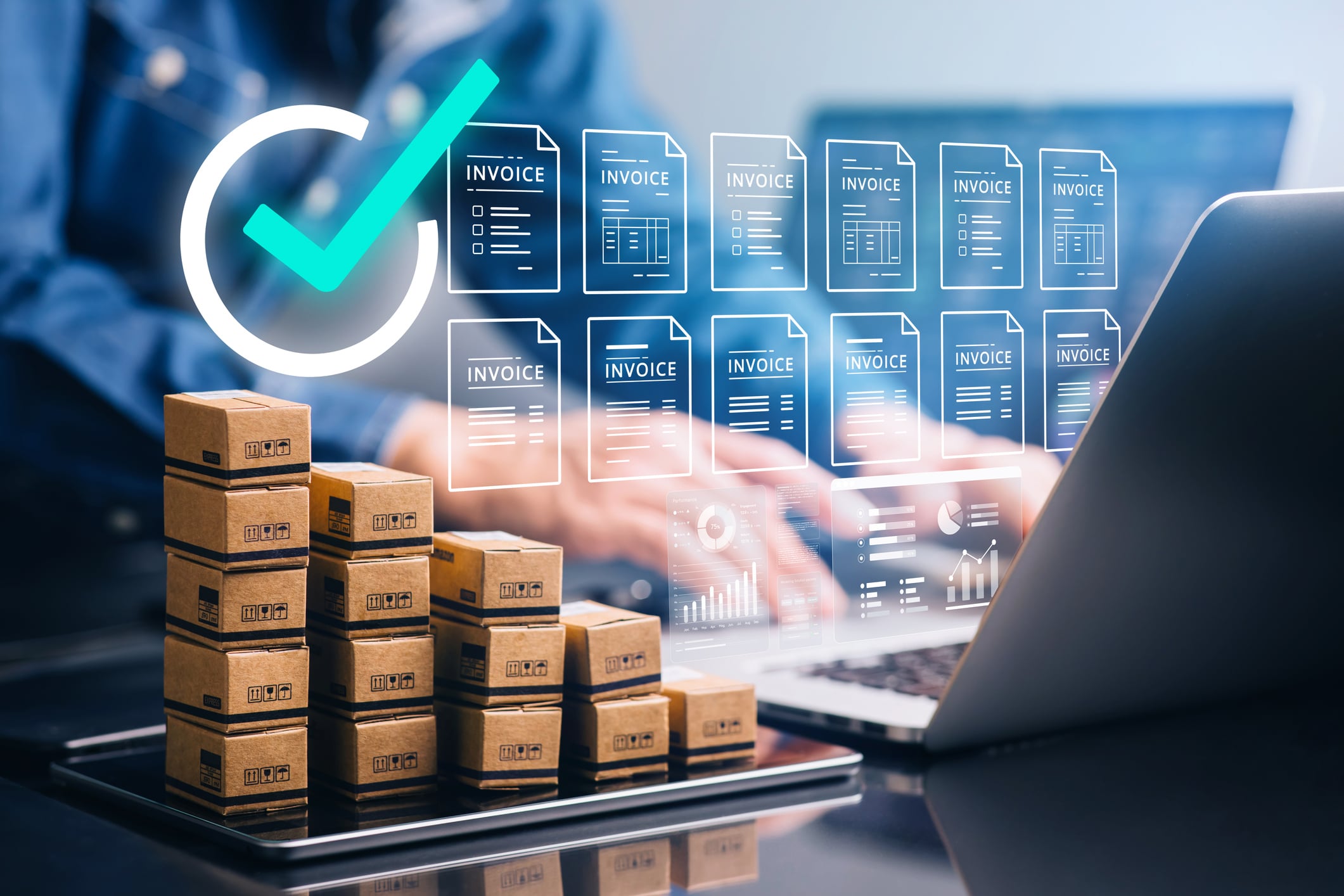 Calculating shipping costs at a desk